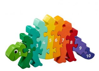 Wooden Dinosaur Puzzle, Numbered 1-10