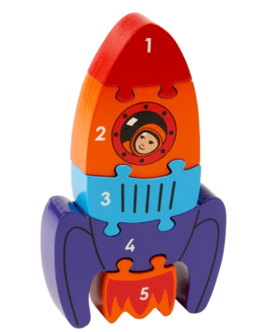 Wooden Rocket Puzzle, Numbered 1-5